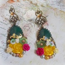 BO Jade Blomster skabt med ovale malaysisk jade cabochons, Swarovski krystaller, harpiks perler, glas blomster med kvalitets tilbehør 