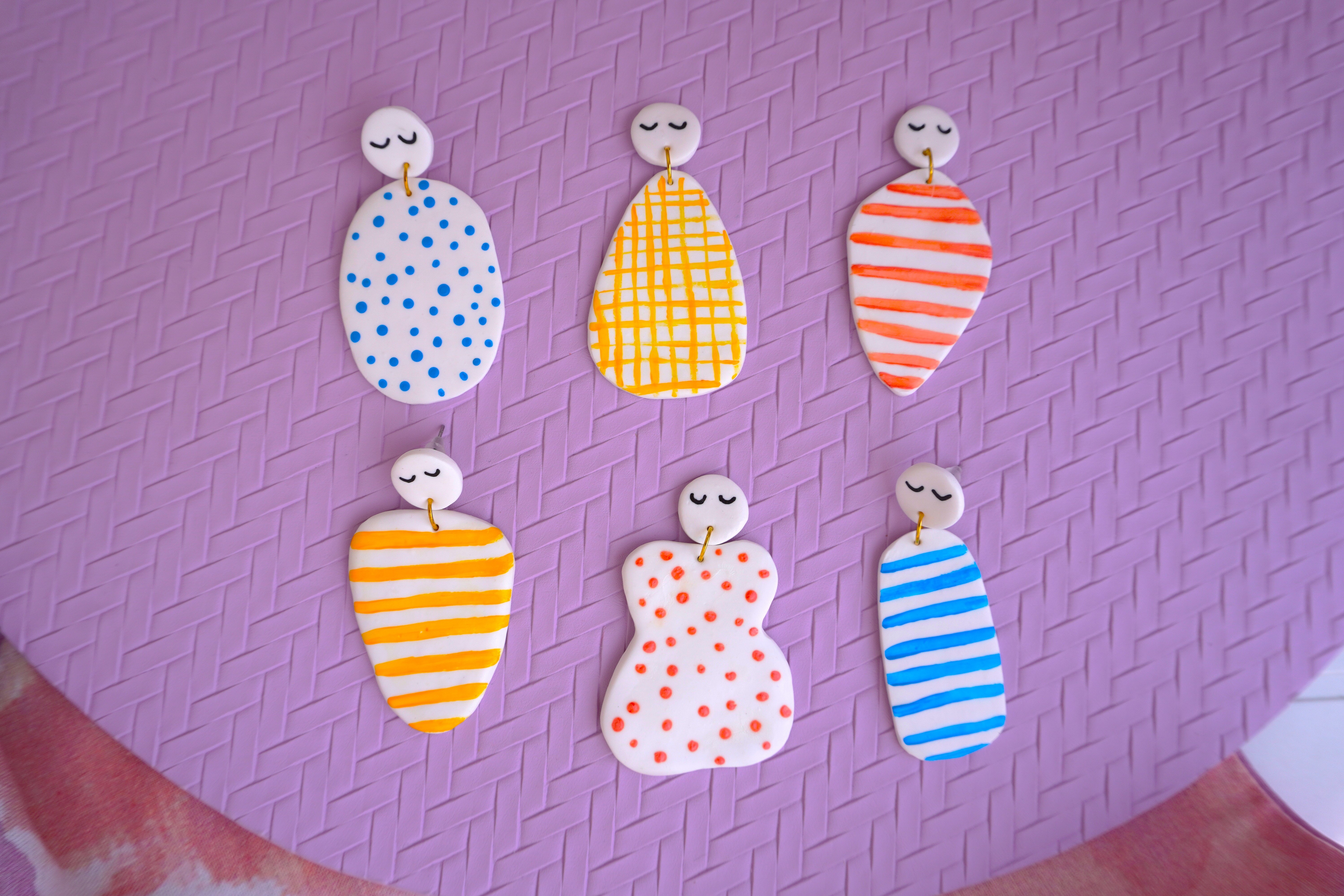 Boucles d'oreilles en argile polym&egrave;re Etamine