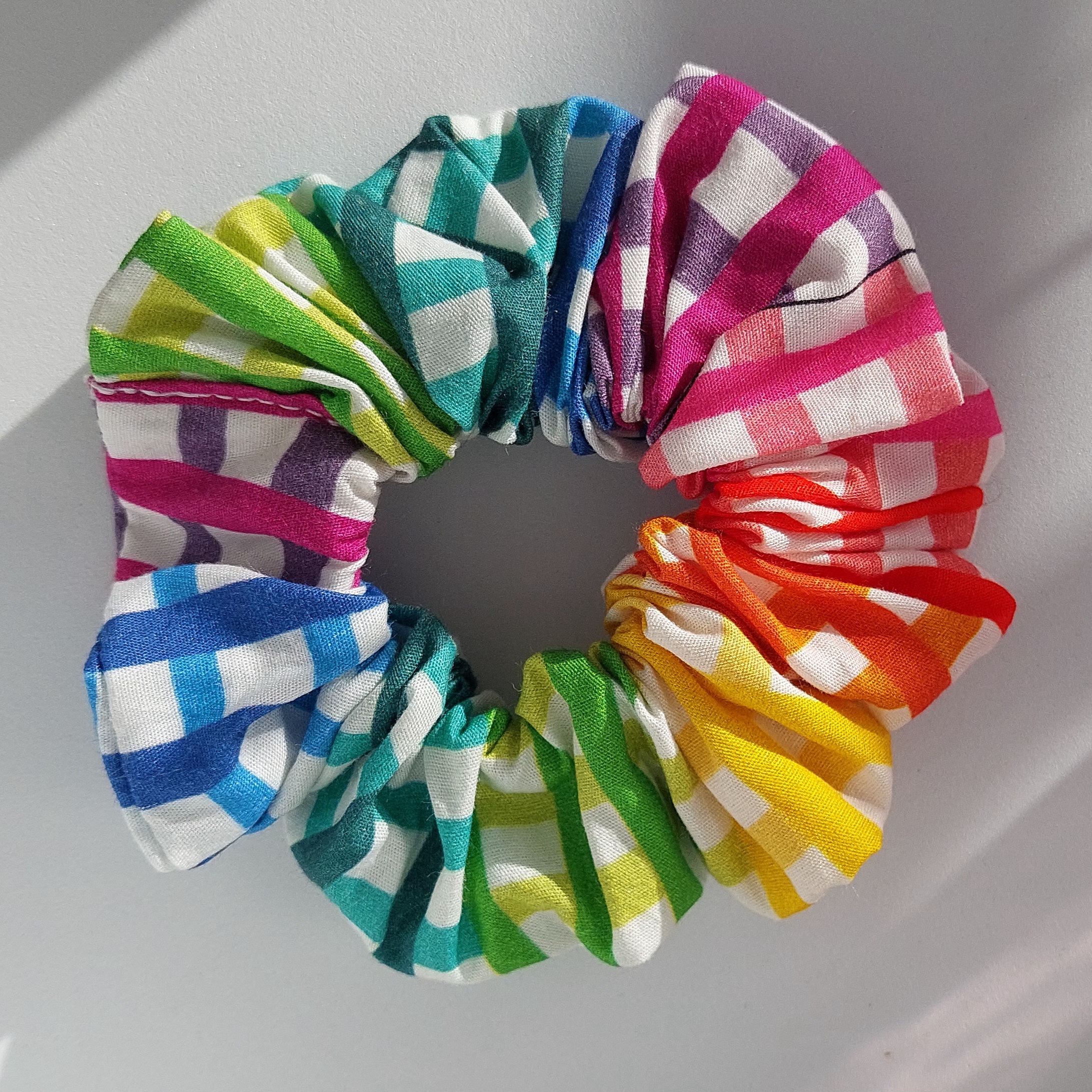 Chouchou &agrave; carreaux multicolore -  Rainbow