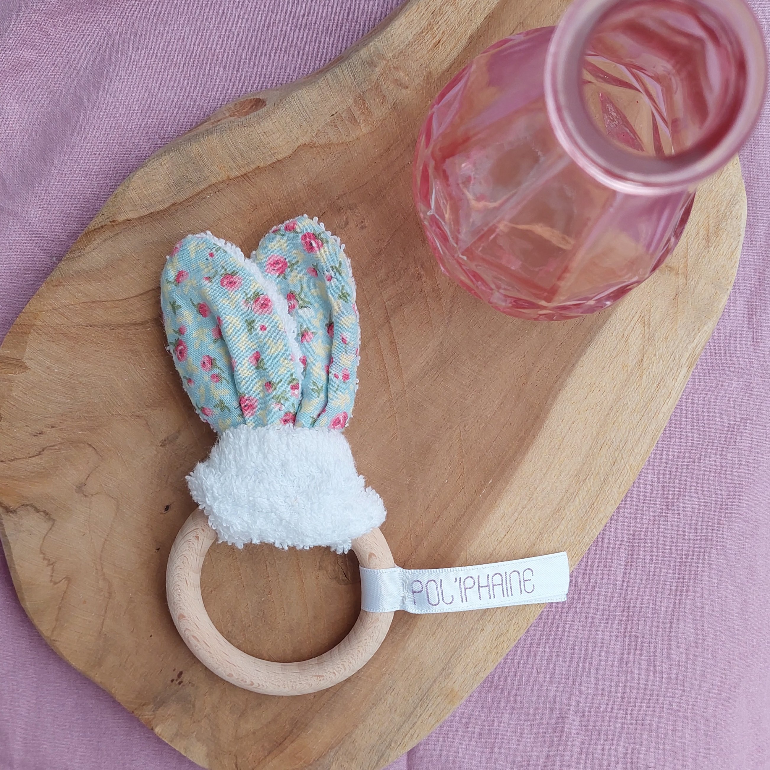 Décoration oreilles de lapin pour chambre de bébé Bleu clair fleuri