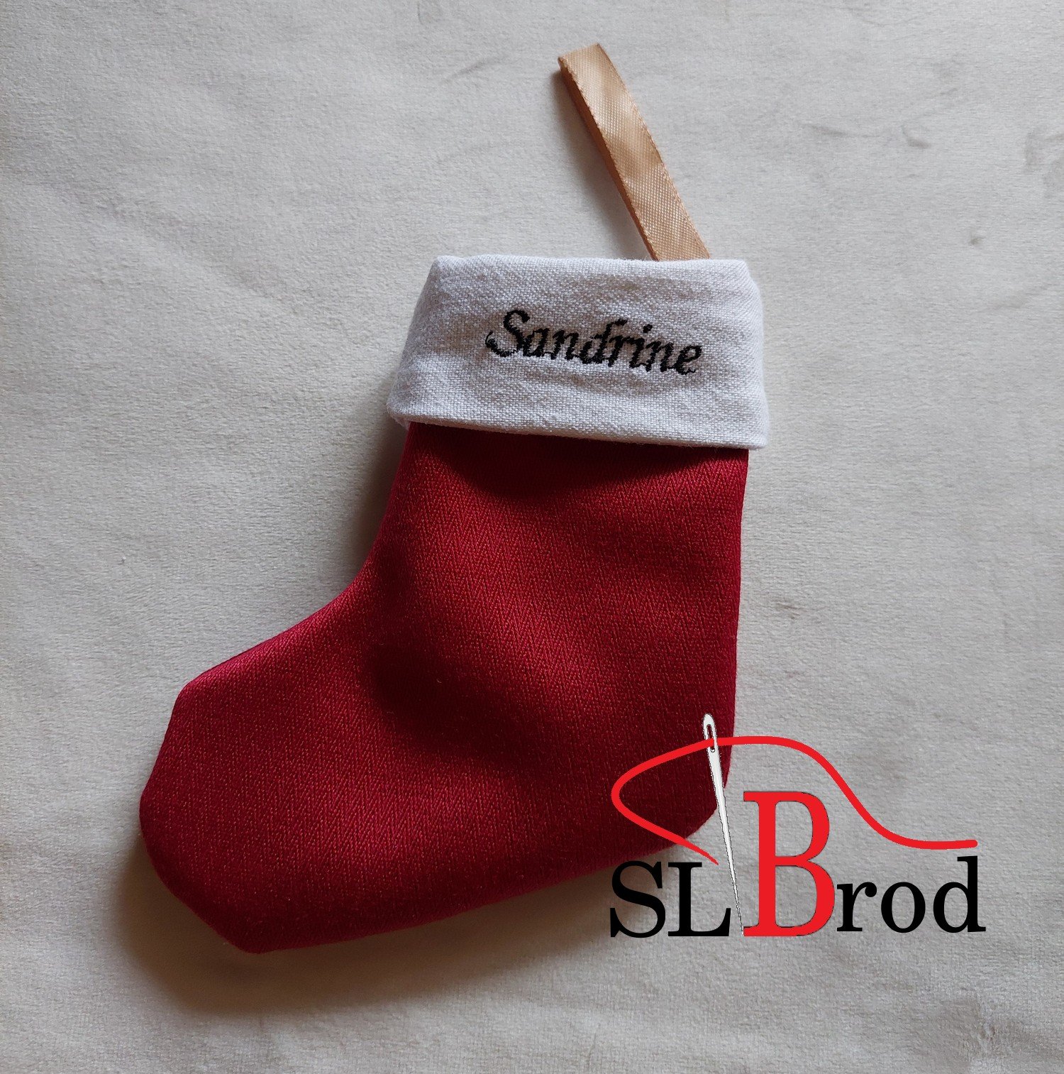 Petite chaussette de Noël Rouge uni