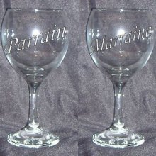 Verre à vin form. 1 Parrain/Marraine, ange, inscription pied