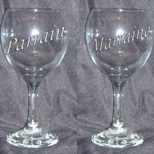 Verre à vin format 2 Parrain ou Marraine et inscription pied